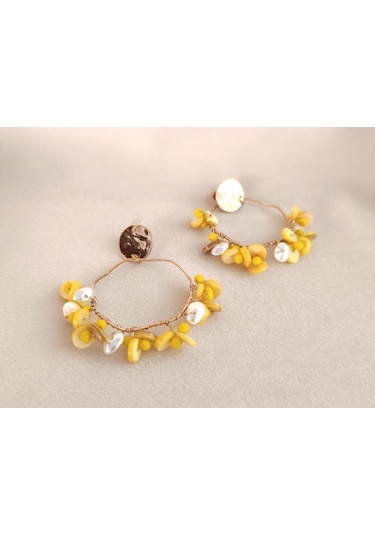 Küpe Otantik Doğal Taş Halka Sallantılı Küpe Nişan Düğün Kadın Takı Hediye Çok Renkli