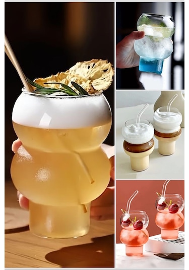 Mis Kitchen 4 Adet Pipetli Panara Bardak Seti - Cam Pipetli