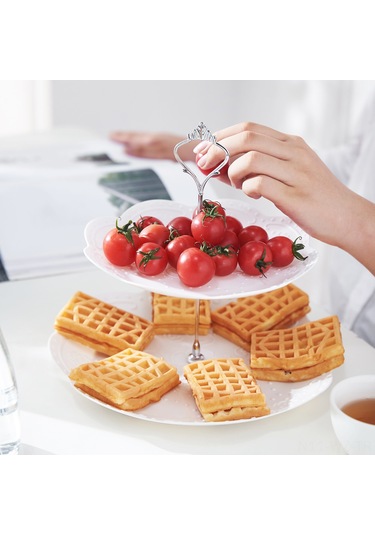 Wezone 3 Katlı Pasta Rafı, Ev Parti Tatlı Tepsisi, Mutfak Meyve Sepeti, Dayanıklı Malzeme, Beyaz Tabak Altın Çubuk, Ev Kullanıma Ideal DiğER
