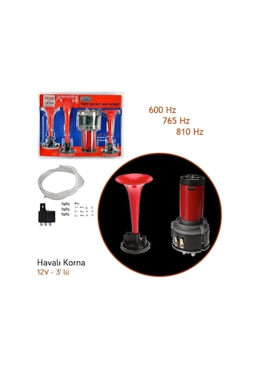 Korna 12v 3lü Havali Motorlu