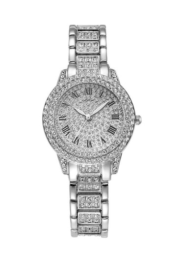 Vkemall Bayanlar İçin Zümrütlü Roma Rakamlı Gümüş Renkli Çelik Kordonlu Kwarts Saat - Zirve Konfor Ve Tarz Silver