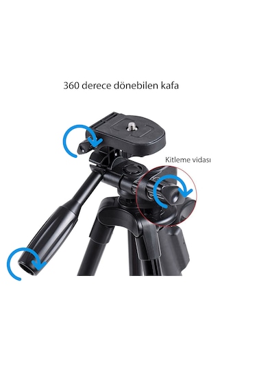 Kumandalı Tripod 3 Ayak Sabitleyici Video Fotoğraf Tripod 150cm