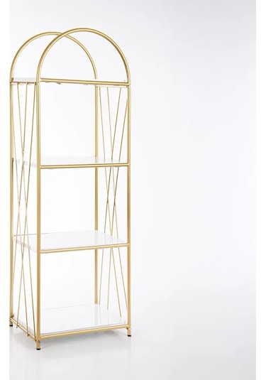 Demeter Gold Metal 4 Katlı Dekoratif Raf Gold