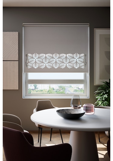 Lazer Kesim Mat Stor Perde, Lazer Kesimli Modern Serisi, M-151005 Gri Renk Gri