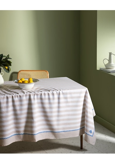 Louve Pamuklu Masa Örtüsü - Bej/beyaz - 150x200 Cm 8684427278222 Çok Renkli