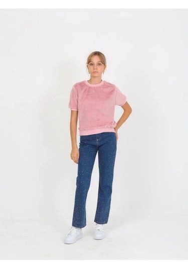 Marions Kız Çocuk Taşlı Jean-15237 Mavi