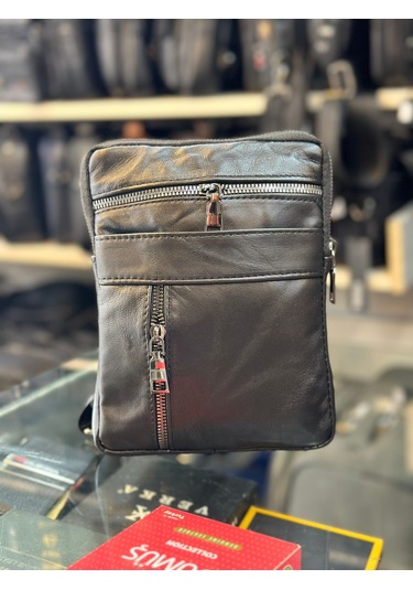 Trg Polo Siyah Deri Omuz Postacı Çantası Siyah