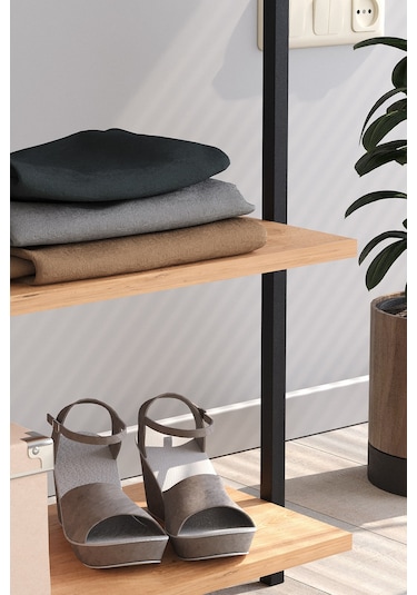 Bofigo Konfeksiyon Askısı Ayaklı Askılık Elbise Askılığı Raflı Askılık Jüpiter Çam Çam