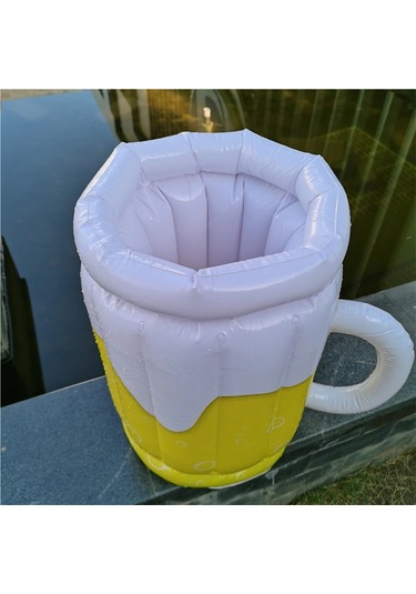 Jialan Şişme Buz Kovası Pvc Bira İçecek Soğuk Kupalar Beyaz - Sarı