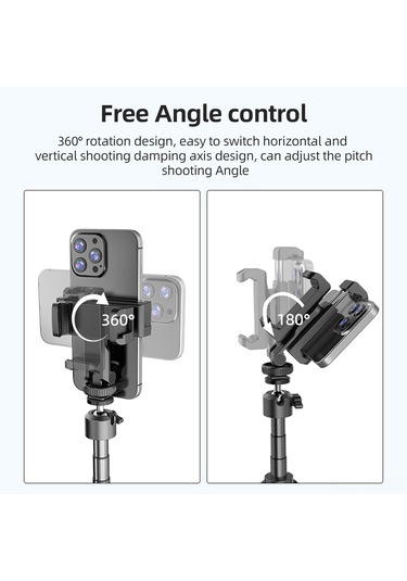 Hombey Dual Telefon Tutucu, 4 Soğuk Ayaklı Ünite, 360 Döner, Abs+pc Malzeme, Çapraz/dikey Çekim, Vlogger/live Yayıncı İçin Siyah