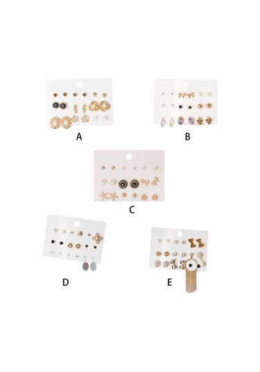 Flybuy Zarif Tasarım Tarzınızı Tamamlayın Şık Seti, Küpe İle Diğer Çift 9 Ft Çok Renkli