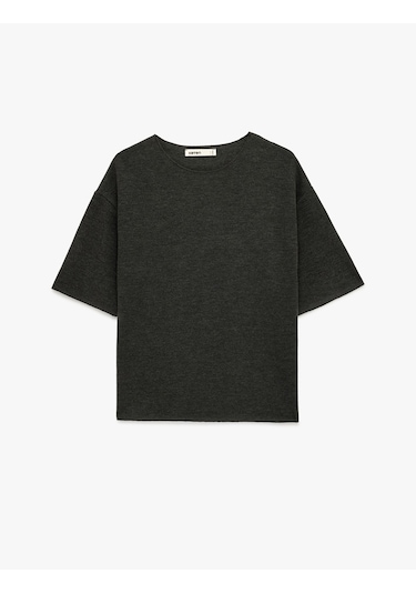 Koton Regular Fit Kısa Kollu Bisiklet Yaka Basic Tişört Antrasit 6sak50197ek Antrasit
