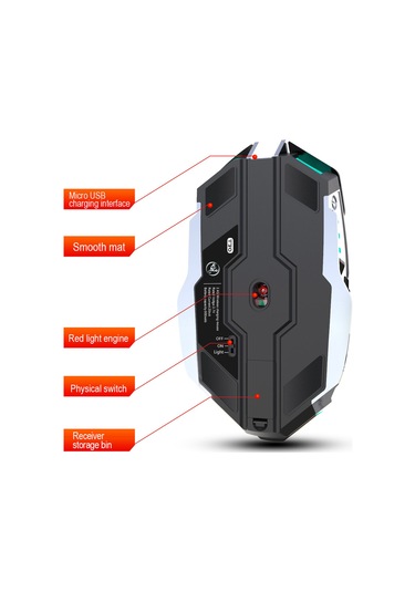 Springsun Hxsj T30 Kablosuz Rgb Aydınlatmalı Oyun Faresi - 2400dpı, 2.4ghz, Şarj Edilebilir, 7 Tuşlu 001
