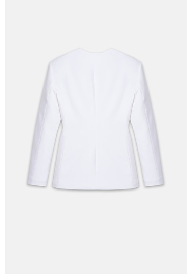 Thalure Kadın Beyaz Yakasız Drapeli Blazer