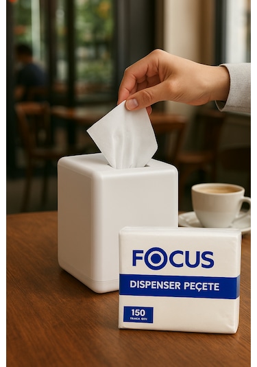 Focus Dispenser Peçete, Masaüstü Peçete, 18x24 Cm 18 Paket X 150 Adet Kolide Toplam 2700 Peçete
