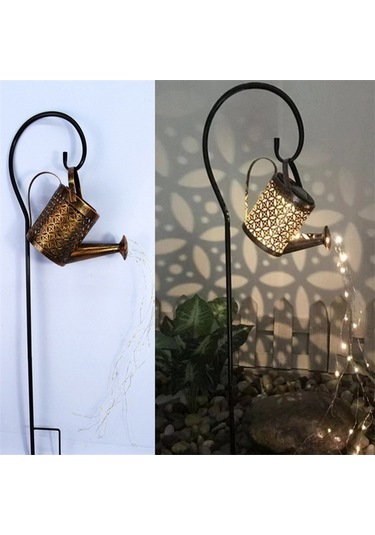 Pazly Güneş Enerjili Sulama Boş Kova İp Işığı Dış Mekan Bahçe Şelale Lamba Dekor Braketsiz