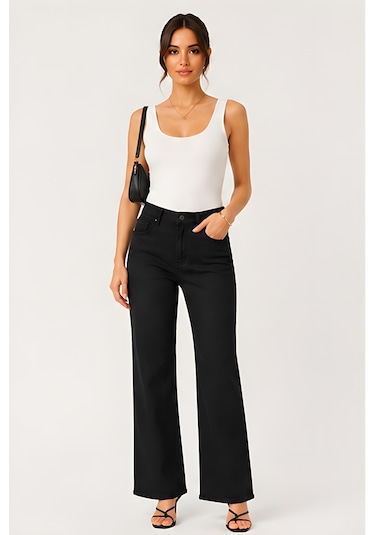 Lili Woman Kadın Siyah Bol Paça Denim Pantolon Ty.msm01s