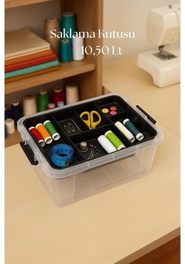 10,5 L Şeffaf Saklama Kutusu & Organizer Düzenleme Kutusu Şeffaf