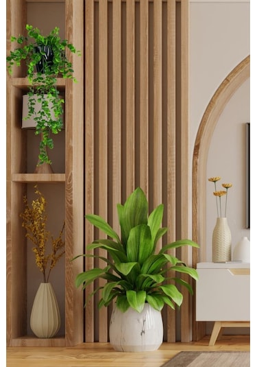 Yapay Çiçek Saksıda Sarkan Şimşir Okaliptus Yapay Sarmaşık 56cm Siyah Saksıda