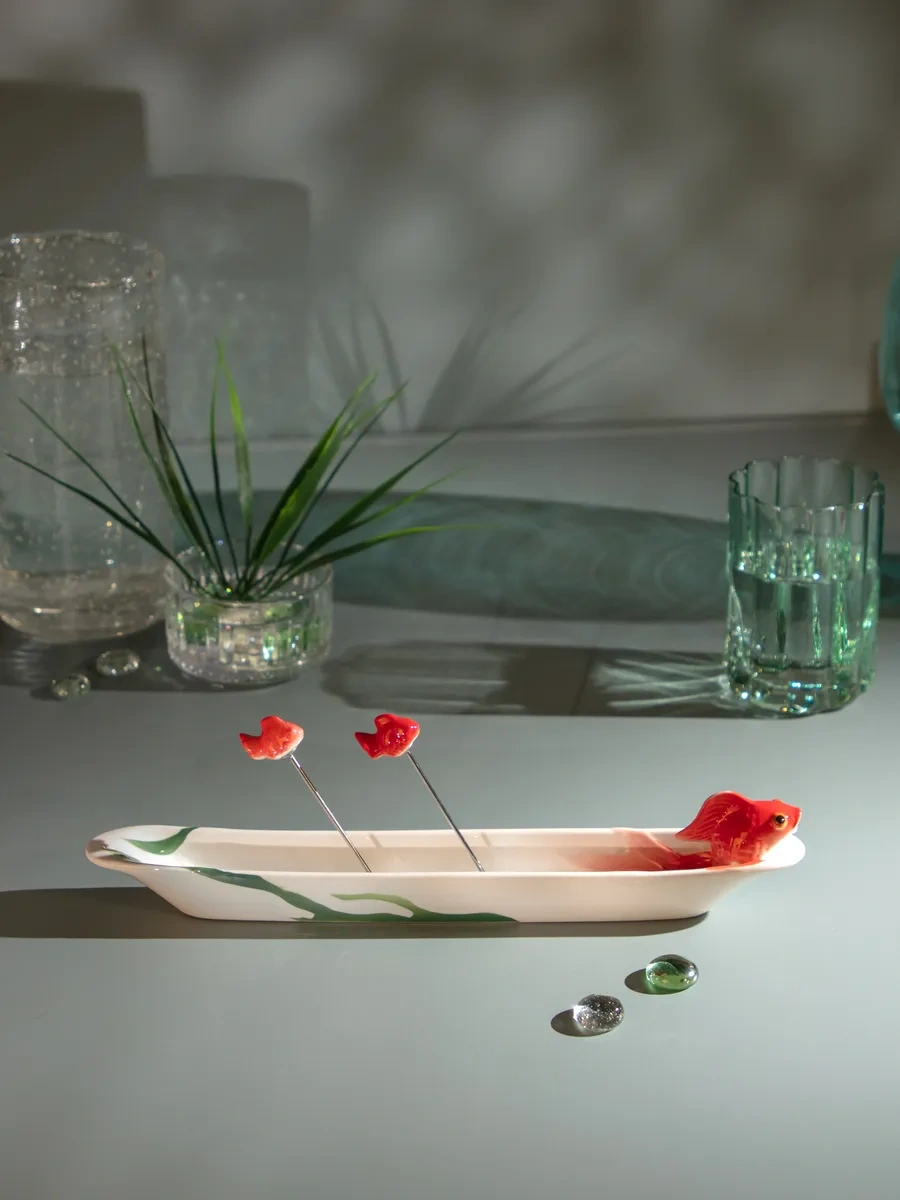 Lefard 30 Cm Altın Balık Servis Tabağı Çatallı 149185631 Beyaz