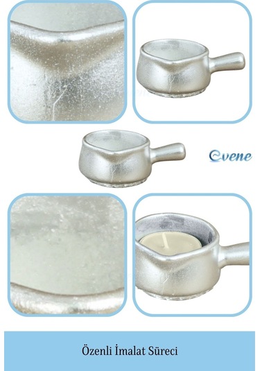 Mumluk Şamdan Tealight Mum Uyumlu Mini Tava Model - Gümüş