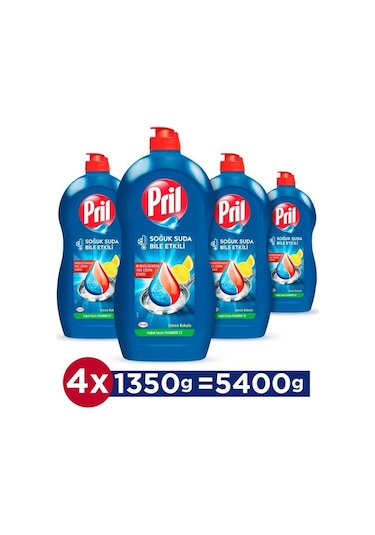Pril Elde Yıkama Sıvı Bulaşık Deterjanı Limon 4 x 1350 ML
