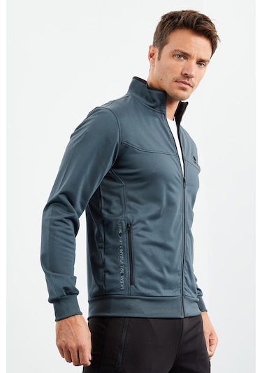 Tommy Life Orman Yeşil - Siyah Dik Yaka Fermuarlı Standart Kalıp Klasik Paça Erkek Eşofman Takımı - 85162 Yeşil - Siyah