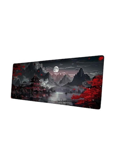Kaymaz Kenarlı Manzara Resim Desenli Kauçuk Mouse Pad - 40cm X 80cm