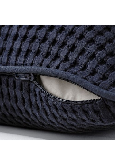 Minder-Kırlent Kılıfı, Koyu Mavi-Siyah Renk 50x50 Cm %100 Pamuk Ev Dekorasyon-Kılıf