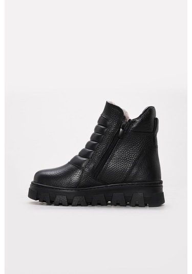 Fast Step Hakiki Deri Kürklü Unisex Klasik Bot 770kxa260wx Siyah