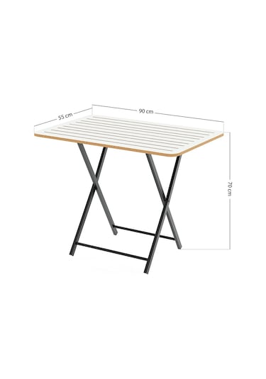 Katlanır 4 Kişilik Bahçe Masası Bistro Masa 55x90 Beyaz 1425 Beyaz