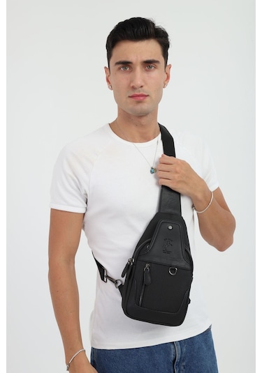 Kanvas Koyu Siyah Çanta Erkek Omuz Çantası Erkek Çapraz Çanta Siyah - Siyah