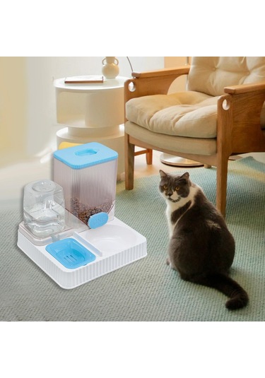 Suntek Otomatik Kedi Tiryakisi Besleyici Pet İçme Kasesiz-mavi