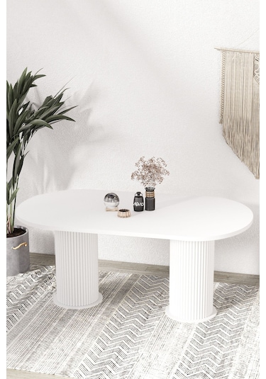 Avvio Veyron Teddy Sandalye 80x140 Yemek Masası Mutfak Masası 6 Sandalyeli Masa Sandalye Takım Beyaz