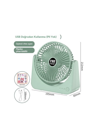 Üç Hızlı Ayarlanabilir, Yüksek Güçlü, Taşınabilir Fan-koyu Yeşil