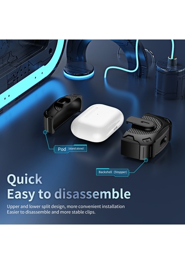Airpods Uyumlu Pro Lock Darbeye Dayanıklı Bluetooth Kulaklık Koruyucu Kılıf İçin Siyah - Mor