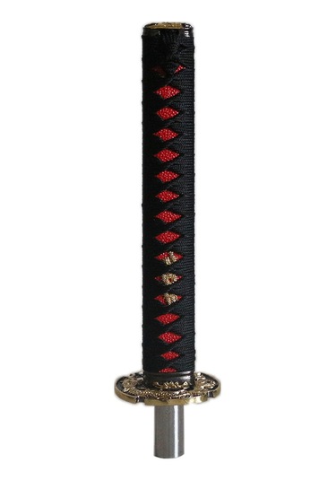 Wezone Otomatik Vites Kolu Başlığı - Samurai Stili Bıçak Desenli, 31cm Siyah-kırmızı, Ergonomik El Hissi, Çelik Ve Metal Malzeme İle Dayanıklı Siyah