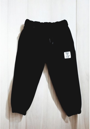 Fun Paçası Lastikli Kışlık Çocuk Eşofman Alt Siyah