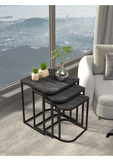 Orta Sehpa Ve Zigon Sehpa Damla Bendir Siyah