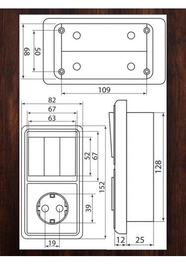 Tdmelectric Birleşik Kilitli Priz, 3 Düğmeli Anahtarlı, 1 Adet. 427443930