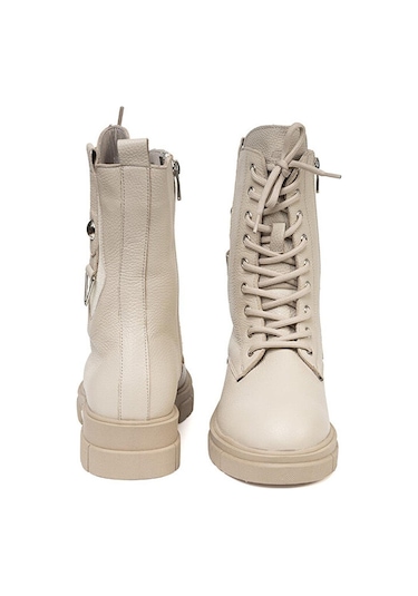 Greyder 72057 Kadın Bej Hakiki Deri Military Bot -114-bej Bej