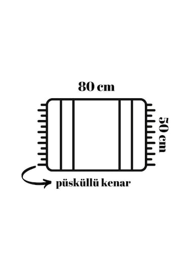 Banyo Paspası Siyah Beyaz Baskılı 50x80 Püsküllü Polyester Kaymaz Beyaz - Siyah