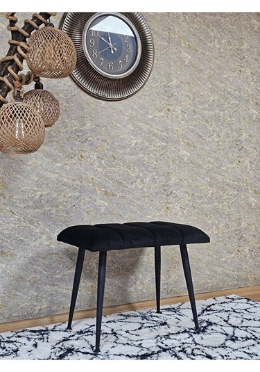 Siyah Sivriltmel Ayaklı 60 Cm Puf Bench - Puf - Bench - Oturak - Çok Renki