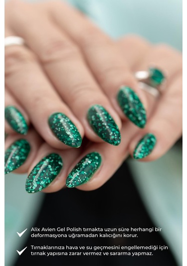 Alix Avien Işıltılı Yeni Yıl Yeşili Kalıcı Oje 89-yoğun Renk Veren Jel Oje 12 Ml-nail Uv Gel Polish 89