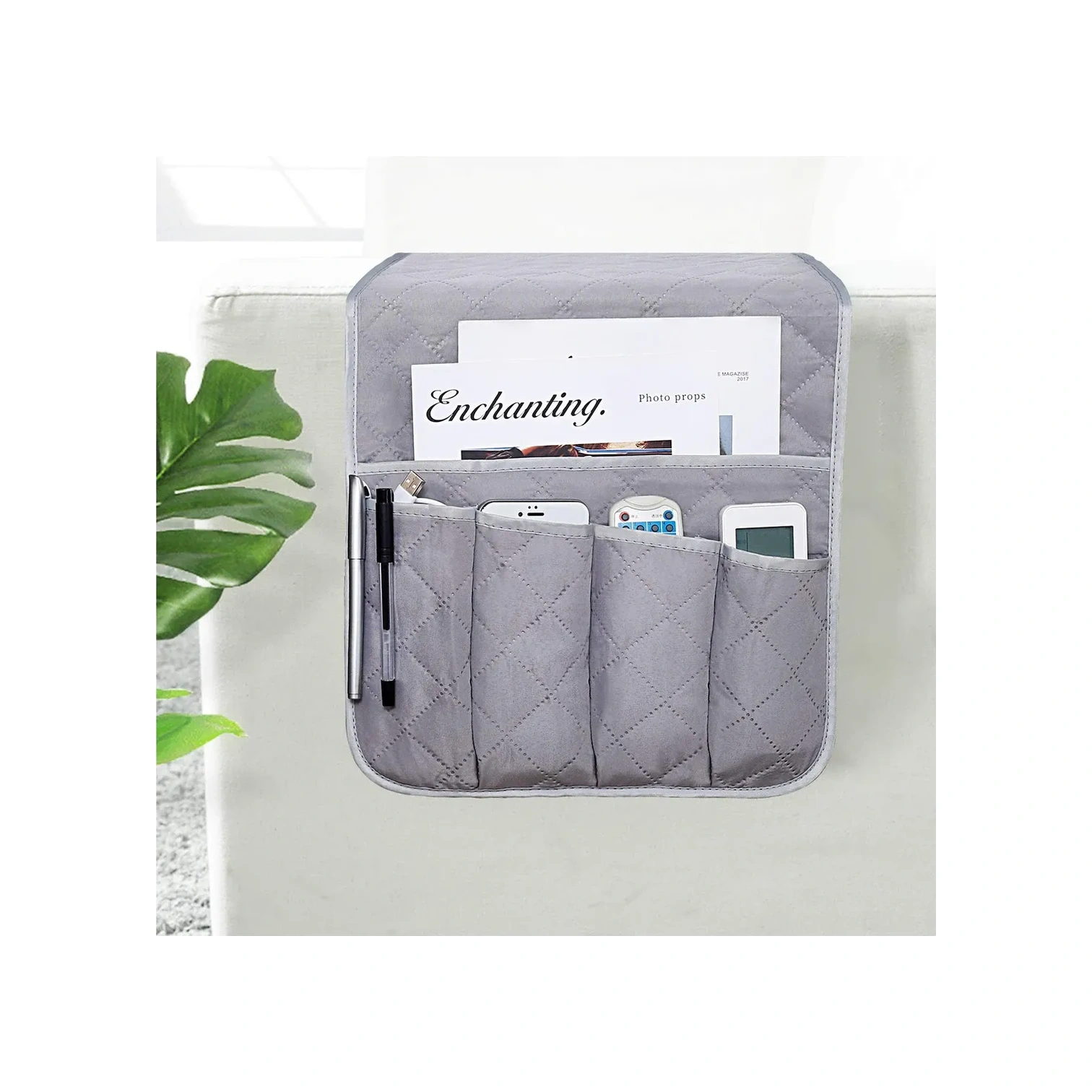 Kosona Kumaş Koltuk Sandalye Cep Organizasyon Çantası - 5 Bölmeli Uzunluğa Ayarlanabilir Tv Kumanda, Kitap, Telefon Depolama Çantası 88x33cm Diğer