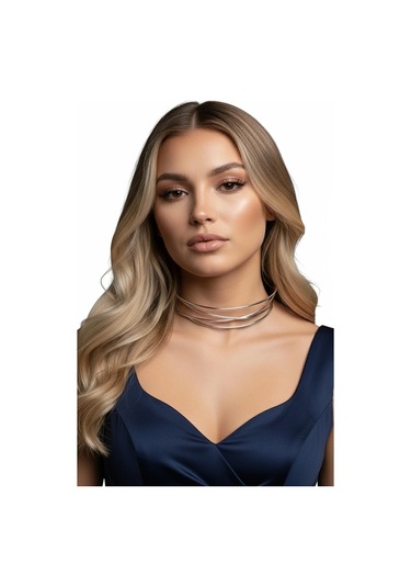 Caş Dekorasyon Gümüş Renk Metal Choker Kolye Gümüş