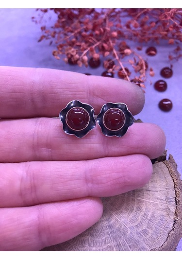 Nsa Gümüş Akik Taşlı Gümüş Küpe 925 Ayar Taş N11.10729