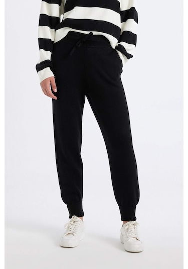 Defacto Jogger Triko Pantolon Cepli Basic Düz Beli Lastik Bağcıklı R1701AZ24WNBK27 Siyah