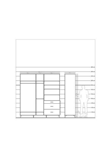 Kronos Dolap 9 Raflı 3 Çekmeceli 3 Askılı 220x59x243 Aytaşı-antrasit/antrasit Antrasıt/antrasıt