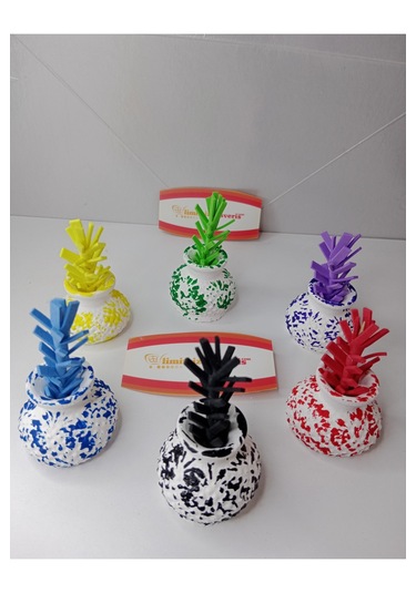 6 Adet Dekoratif Biblo Çiçekli Minik Vazo Takımı Çok Renkli